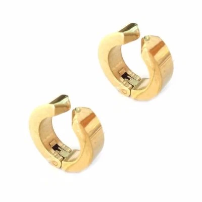 Non-Piercing Clip On Fake Mens Boy Ear Stud Cuff Hoop Earrings Stainless Steel - Image 1 of 3