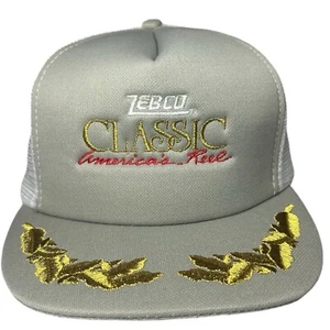 VTG ZEBCO Classic Americas Reel Trucker Hat Scrambled Egg Brim FREE SHIPPING - Picture 1 of 7