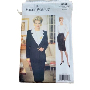 Traje de vestir Vogue Mujer Patrón de Costura Talla 18-22 sin cortar #8602 De colección 1993 - Imagen 1 de 7