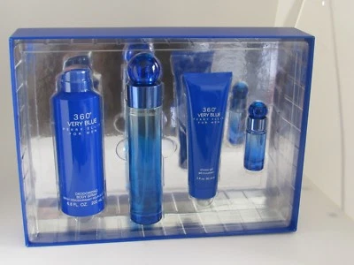 Perry Ellis 360 Very Blue by Perry Ellis 4 peças conjunto de presente 3,4 oz Eau De Toilette Sp - Imagem 1 de 4