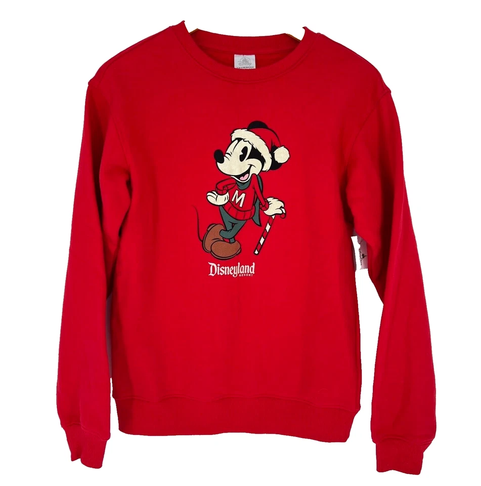 Disney Parks XS Rojo Mickey Sudadera Navidad Pullover Acogedor Retro Festivo Regalo Foto 1 de 4