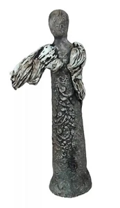 Hand-Built Ceramic Soda Fired Sculpture by Artist Nancy Pirri Angel Figure Grey - Picture 1 of 6