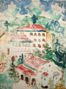 Expressionistischer Druck Stadtbild Landschaft - Bild 1 von 10