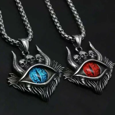 Collar Colgante Baphomet Calavera Mal de Ojo Punk Motociclista Joyería Para Hombres Unisex 24" Foto 1 de 4