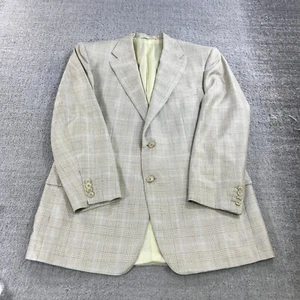 Corneliani Blazer Mens 52 Sports Coat Jacket Window Pane Beige Wool SIlk - Picture 1 of 15