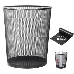 6 Gallon Black Steel Mesh Trashcan Wastebasket Universal For Home/Office/Garage - Picture 1 of 7