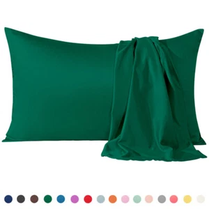 Matte Satin Pillowcase Hidden Zippered Luxury Silky Soft Pillow Case Set of 2 - Picture 1 of 25