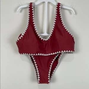 Nuevo con etiquetas Bikini Cupshe para mujer pequeño rojo blanco costuras - Imagen 1 de 8