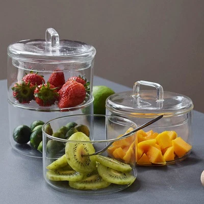  Covered Glass Bowl Transparent with Lid Bowls for Kitchen Clear Salad - Image 1 of 4