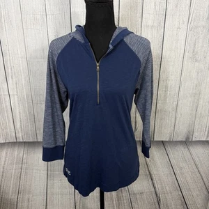 Neu mit Etikett Lauren Ralph Lauren Damenpullover Large blau Baumwolle Kapuze 3/4-Ärmel Reißverschluss - Bild 1 von 7