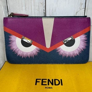 FENDI Pouch Seconda Borsa Monster Stone Logo PVC Usato - Foto 1 di 19