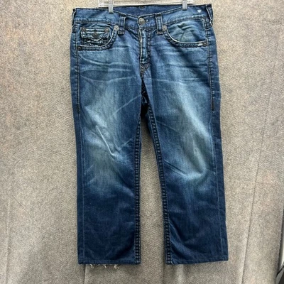 Vintage True Religion Jeans Mens 38 Dark Blue Denim Straight Ricky Super T USA - Image 1 of 4
