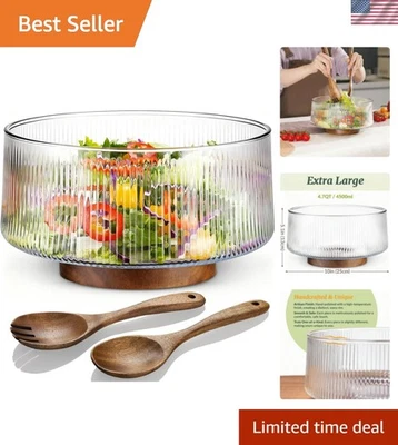 Juego de ensaladera extra grande multiusos con utensilios de madera - Elegancia moderna Foto 1 de 4