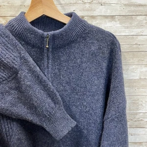 Maglione Vintage Pendleton Nor'Wester Uomo XL Blu Misto Lana Pullover Quarto Zip - Foto 1 di 12
