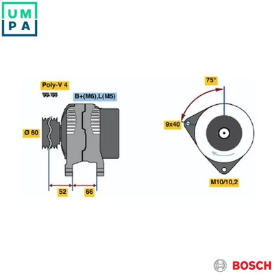 ALTERNATOR 0 986 045 201 FOR RENAULT D7F 730 1.1L 4cyl CLIO I - Image 1 of 4