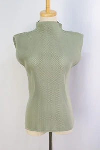 PLEATS PLEASE Green High Neck Sleeveless Top 086 9732 - Picture 1 of 7
