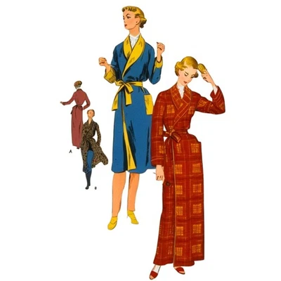 1950s Pattern, Vogue Housecoat, Wrap Front Robe - Bust=34”-36” (86cm-92cm) - Image 1 of 3