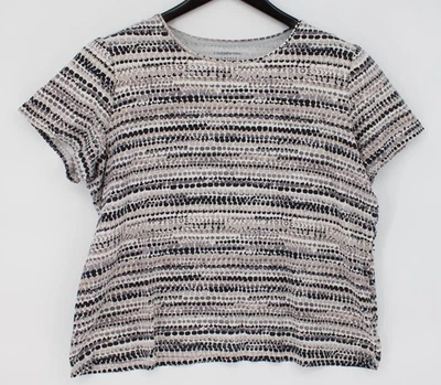 Camiseta Croft & Barrow Feminina 1X Listra de Ponto Cinza Clássica Algodão Top Casual - Imagem 1 de 4