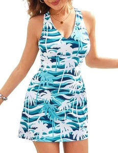Women’s One Piece Bathing Suits Tummy Control Modest Swim Dress Adjustable St... - Picture 1 of 5