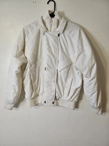 Chaqueta de esquí de plumón OBERMEYER vintage blanca aislada cremallera completa abrigo talla 10 hecha en EE. UU. - Imagen 1 de 11