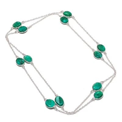 Sakota Mines Smaragd (simuliert) Edelstein Halskette handgefertigte Kette Sch... - Bild 1 von 4