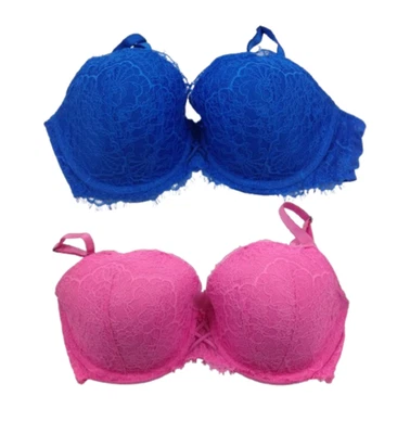 Sujetador Victoria's Secret Dream Angels ligeramente forrado con cordones azul rosa talla 34DDD Foto 1 de 4