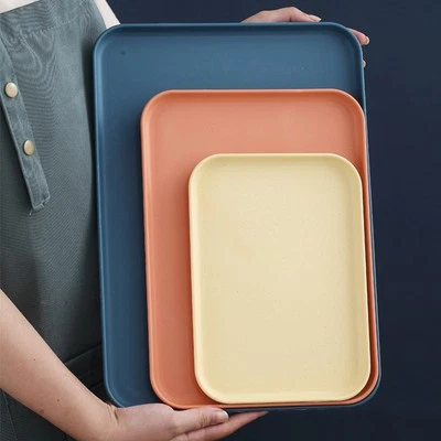 (Approx. 25x17cm/9.8x6.7in)Kitchen Serving Tray Wheat Straw CT - Image 1 of 4