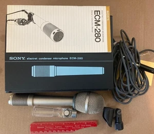 MICROFONO CLASSICO VINTAGE A CONDENSATORE SONY ELECTRET ECM-280 CON CUSTODIA CAVO SCHERMO++ - Foto 1 di 1