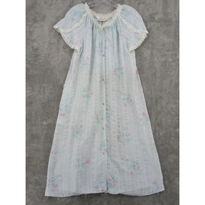 Vintage Komar Nightgown Womens Small Floral House Dress Pockets Made USA 80s - Picture 1 of 14