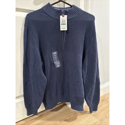 Izod Saltwater Hyannis Men’s Sweater Large Blue Long Sleeve NWT 100% Cotton Vtg - Image 1 of 4