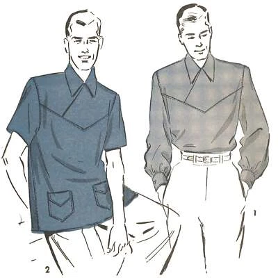 1950s Pattern, Men's Detailed Shirt - Chest 38”(97cm)-40”(102cm) - Image 1 of 3
