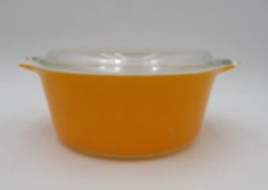 Pyrex #472 1.5 Pt Vintage Casserole Dish Sunflower Orange W/ Clear Glass Lid - Picture 1 of 12