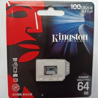 MICRO SD KINGSTON  64GB  UHS-I CLASSE 10 SELECT CANVAS VELOCITA' 100 MB/S - Immagine 1 di 3