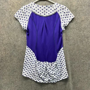 Lululemon Cycling Jersey Womens 8 White 1/2 Zip Top Purple Polka Dot Zip Top - Picture 1 of 15