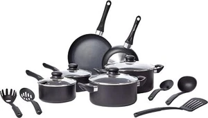 Nonstick Coating Cookware 15-Piece Set Pots Pans Utensils Aluminum and Glass Lid - Picture 1 of 4