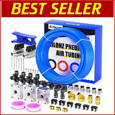 Durable 1/4" OD Blue PU Air Hose - 100ft Tubing for Fluid Transfer Services - Image 1 of 4