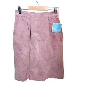 Falda lápiz 100 % cuero gamuza talla 6 rubor rosa bolsillos cremallera occidental nueva con etiquetas - Imagen 1 de 17