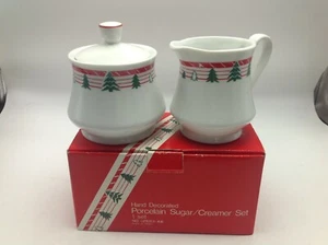 Árbol de Navidad Sugar & Creamer porcelana decorada a mano vintage años 80 - Imagen 1 de 8