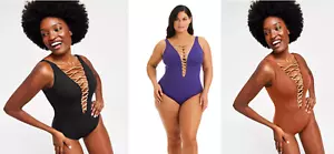 NWT Bleu Rod Beattie Women's Core-Lace-Down Mio One-Piece Size 8-20W $100 AA371 - Picture 1 of 11