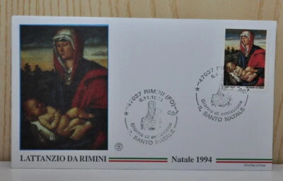 Italia busta primo giorno francobollo Natale Lattanzio da Rimini 1994 - Immagine 1 di 2