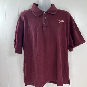 Vintage Virginia Tech Hokies Polo Shirt Men XL Maroon VT Adult Cotton - Picture 1 of 8