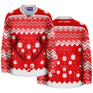 Weihnachten Rudolph the Red Nosed Reindeer Ugly Sweater Hockey Trikot - Bild 1 von 4