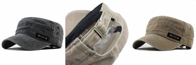 Men Women Military Army Style Cadet Flat Top Baseball Cap Adjustable Peaked Hats - Image 1 of 4