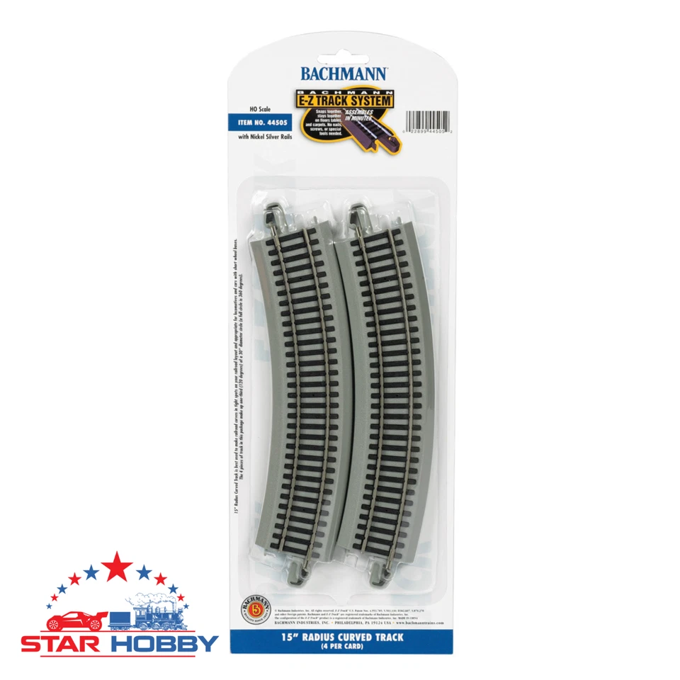 Bachmann 44505 15" Radius Curved Track (HO Scale) (4pcs) model railroading train - Image 1 of 1