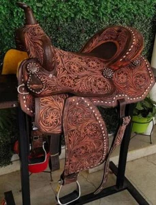 Western Leather Saddle Comfort Western Barrel Racing - Picture 1 of 7