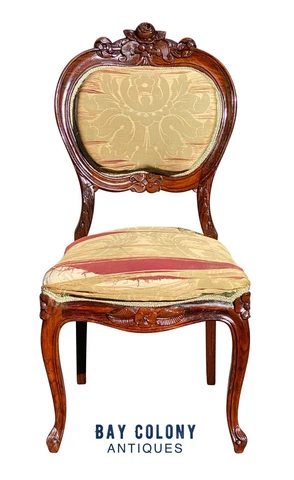 19TH C ANTIQUE ROCOCO CARVED ROSEWOOD PARLOR CHAIR Cover