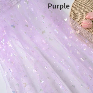 Shiny Butterfly Star Mesh Fabric Tulle Voile DIY Craft Dress Skirt Costume - Picture 1 of 25