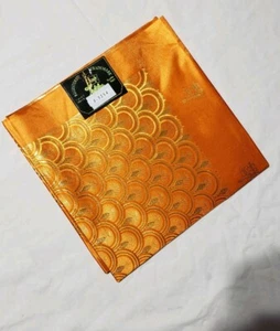 African Fabric Regular Size : 2yards, Head-tie Gele Color- Orange - Picture 1 of 4
