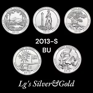 2013 S National Park Quarter 5 Coin Set Uncirculated Mint State Clad 25c - Bild 1 von 6