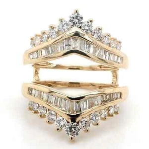 3 Ct Lab Created Diamond Wedding Enhancer Wrap Guard Ring 14k Yellow Gold Plated - Picture 1 of 8